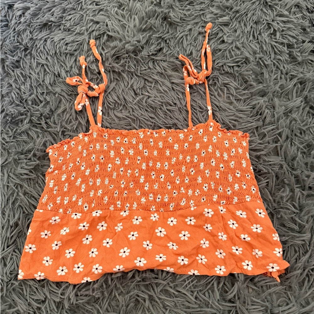 orange floral top